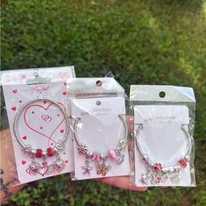 3 Silver Charm Bracelets